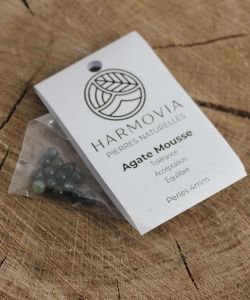 Perles Agate Mousse 4mm, 1 pièce